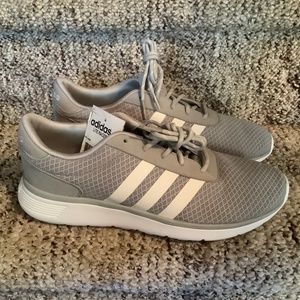 NWT Woman’s US size 8 1/2 Adidas Lite Racer, no box, gray & white
